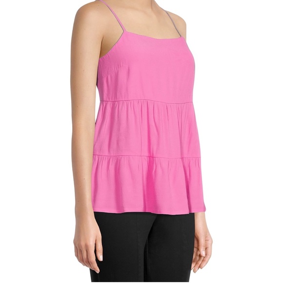 🆕NWT Cami Tank Top Barbie Pink spaghetti straps Time and Tru Women's Tiered XL - Picture 5 of 11